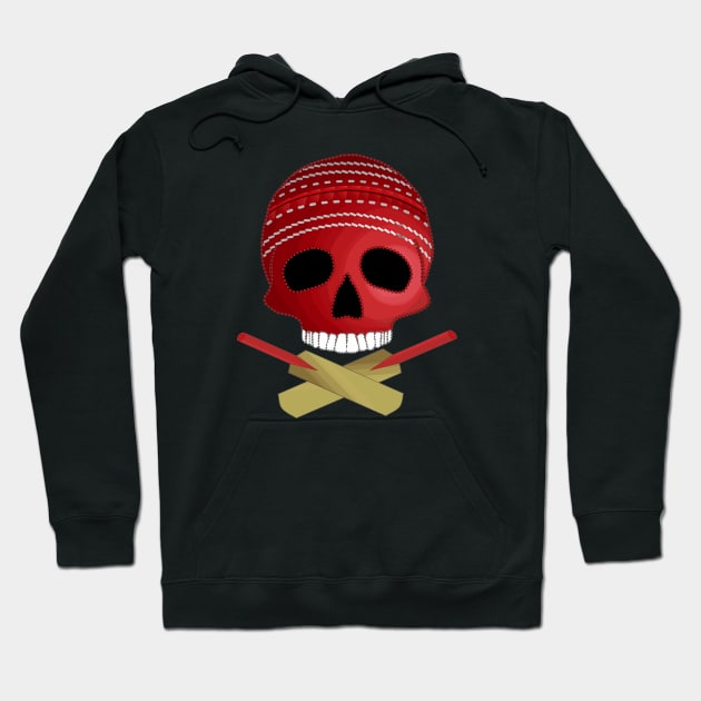 Cricket Ball Skull and Crossed Cricket Bats Hoodie by Nuletto